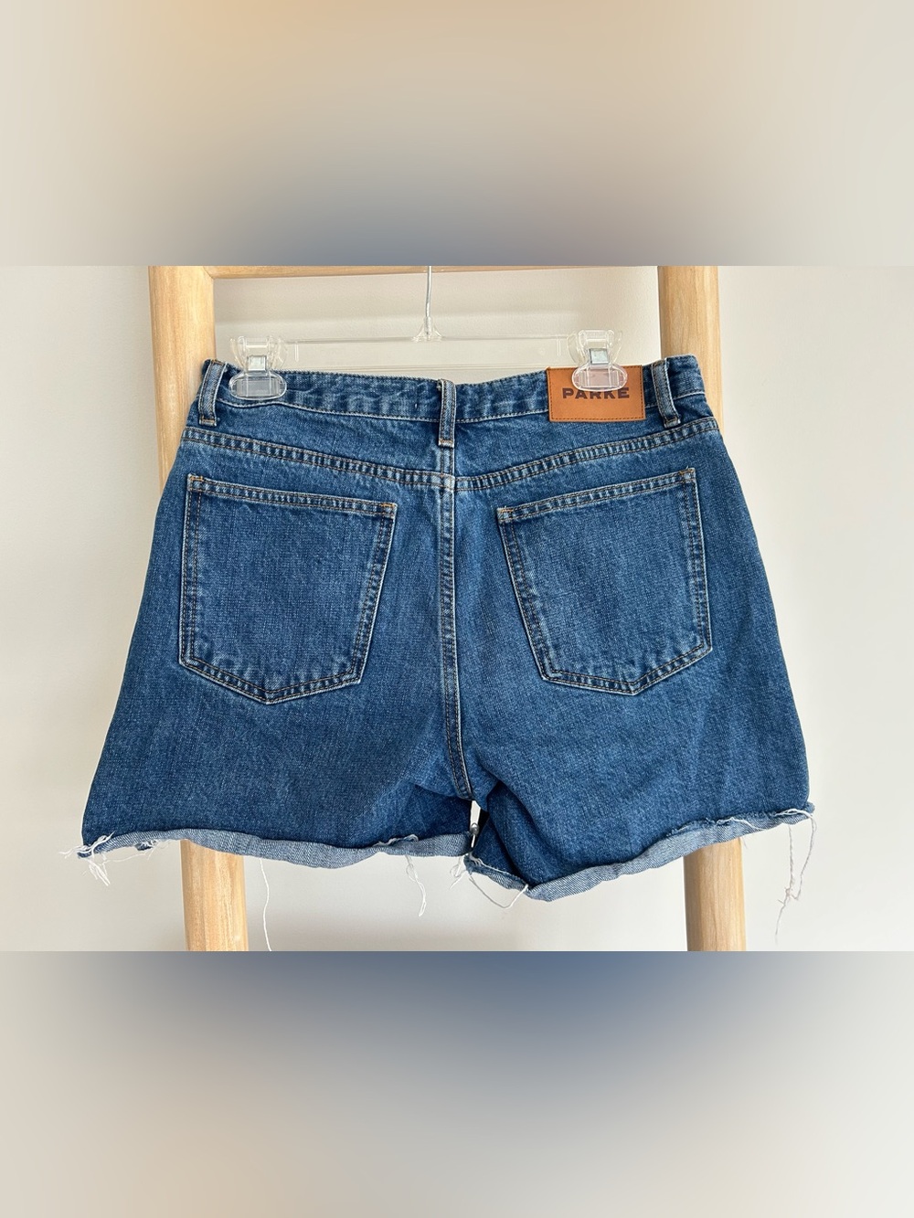 Parke Brand Dark Blue Long Baggy Denim Cutoff Shorts size 27 - Picture 5 of 5